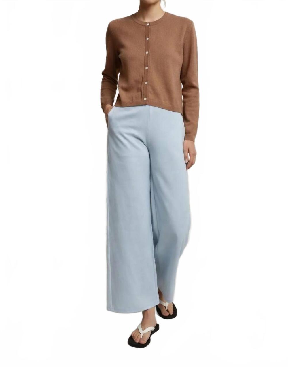 NEW PERFECTWHITETEE mikos travel wide leg pant with pockets in light blue